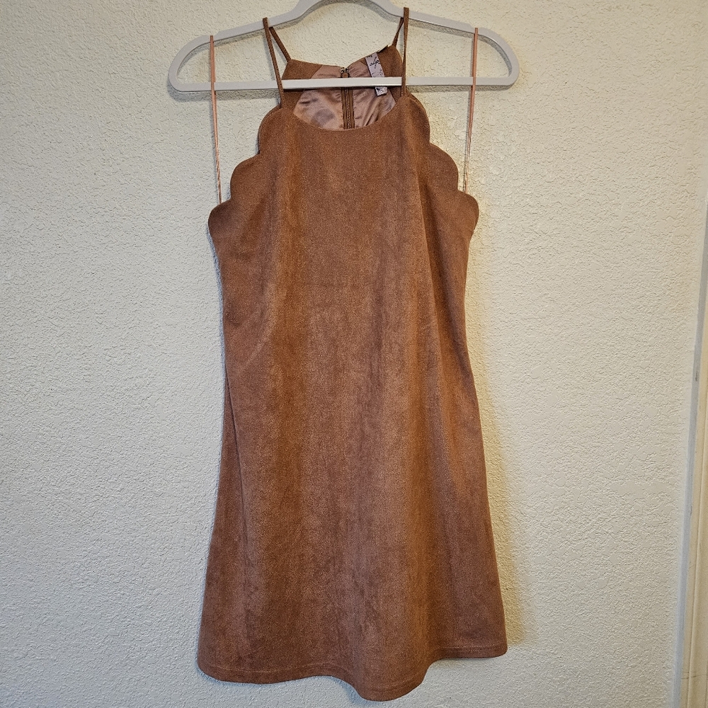 Womens Alya Halter Dress Dusty Pink Suede Knee Length Suade‎ Size Small